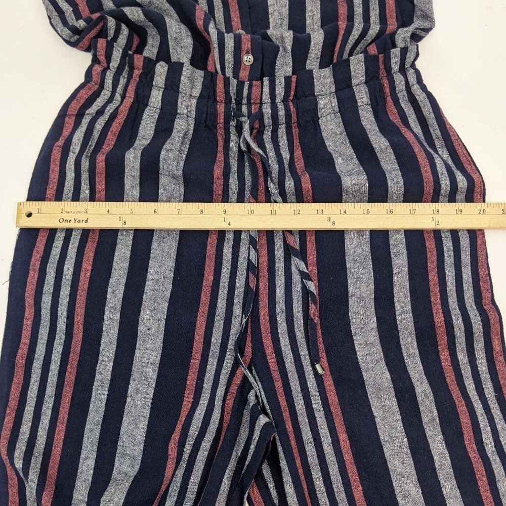 Splendid Linen Striped Jumpsuit NEW M Navy Pink NWT - Picture 11 of 12